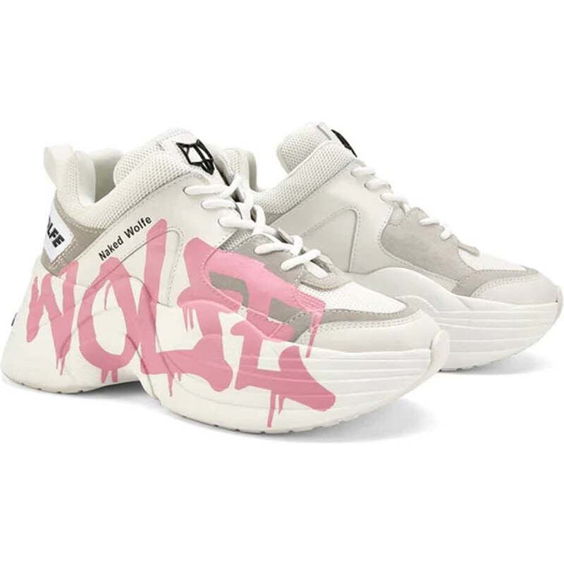 NAKED WOLFE Sneakers Track Logo Pink TRACKWP White Pink GLAMI Bg