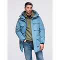 Ombre Insulated long men's jacket with reflective elements - blue