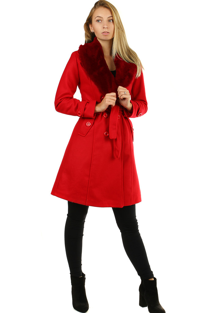 Glara Fleece coat with fur collar