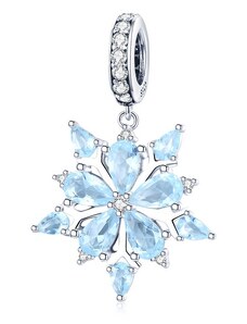 EdenBoutique сребърен талисман с Снежинка и сини кристали