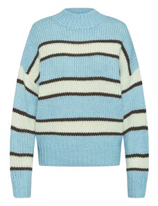 EDITED Пуловер 'Egid' светлосиньо / кафяво / мръсно бяло