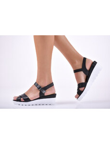 eObuvki Жени, Дамски сандали на платформа естествена кожа черни