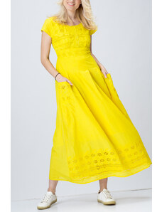 Gang Дълга рокля от памук в жълто