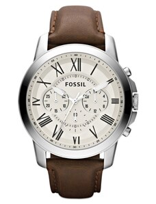 FOSSIL Аналогов часовник 'GRANT' кафяво / сребърно