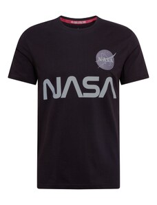ALPHA INDUSTRIES Тениска 'NASA Reflective' черно / сребърно