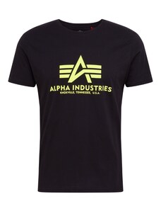 ALPHA INDUSTRIES Тениска 'Basic T Neon Print' неоново жълто / черно