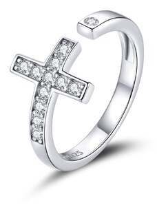 EdenBoutique регулируем сребърен пръстен Sparkling Cross