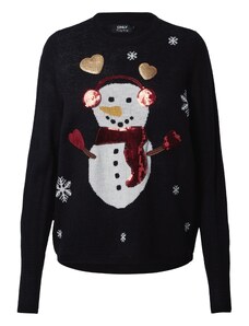 ONLY Пуловер 'XMAS Exclusive Snowman' пъстро / черно