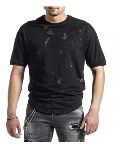 Breezy Мъжка черна тениска с прозрачни петна