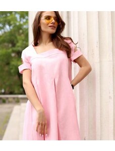 Frina лятна ленена розова рокля asilhouette