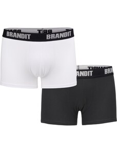 Два чифта боксерки в бял и черен цвят Brandit Boxershorts Logo 2er Pack wht/blk