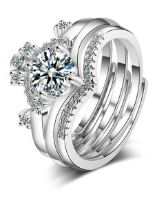 Crystal Perfect Комплект пръстени Триптих - бял