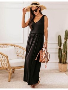 Creative Дълга дамска рокля в черно - код 5261