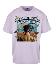 MT Upscale Тениска 'Days Before Summer' светлосиньо / светлокафяво / пастелнолилаво / черно