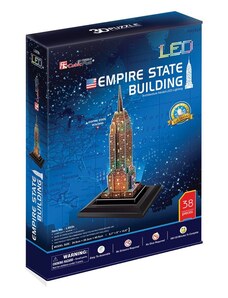 3D пъзел с LED основа Empire State Building, CubicFun, 38 части