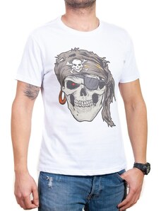 Vodo.bg Бяла мъжка тениска с пират