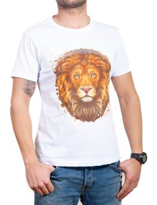Vodo.bg Бяла мъжка тениска с лъв