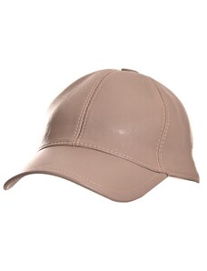 Vodo.bg Сиво-бежова шапка с козирка от естествена кожа