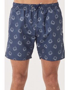 AC&Co / Altınyıldız Classics Men's Navy Blue-Beige Standard Fit Casual Patterned Swimwear Marine Shorts.