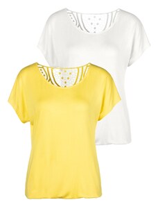VIVANCE Тениска жълто / бяло