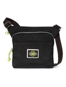 KIPLING Чанта за през рамо тип преметка 'Almiro' неоново зелено / черно / бяло