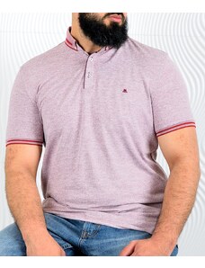 AVIV Мъжка поло тениска цвят бордо в голям размер на шестограми