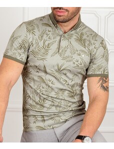 AVIV Мъжка зелена тениска с яка на тропически листа