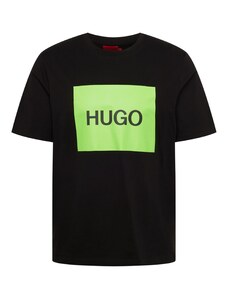 HUGO Тениска 'Dulive222' неоново зелено / черно