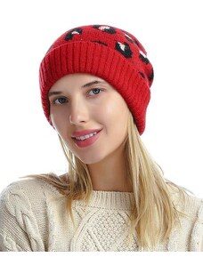Creative Дамска шапка с пухче в червено - код WH22