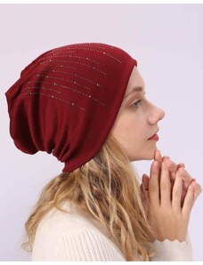 Creative Дамска шапка с камъчета в бордо - код WH19