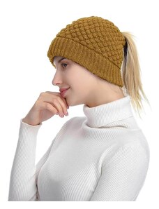 Creative Ефектна дамска шапка в цвят горчица - код WH23
