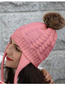 Creative Дамска шапка в розово с пухче - код WH5