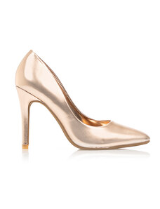 Tsoukalas Обувки на ток в бронзов цвят металик, от изкуствена кожа, с квадратен връх.