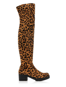 Tsoukalas Боти в леопардов мотив, от велур, тип чорап.