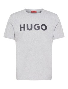 HUGO Тениска 'Dulivio' сив меланж / черно
