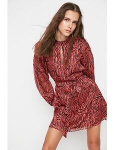 Trendyol ограничено издание многоцветен колан мини тъкани шарени тъкани рокля