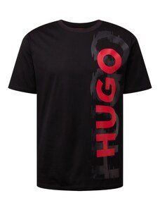 HUGO Тениска 'Dansovino' тъмносиво / червено / черно
