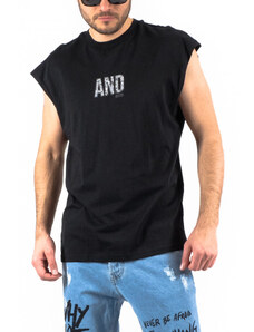 Breezy Oversize мъжка черна тениска без ръкави