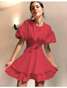 Creative Кокетна дамска рокля в червено - код 9746
