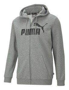 PUMA Спортна жилетка с качулка 'Essentials' сив меланж / черно