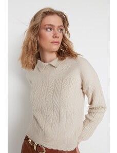 Trendyol камък широк годни меки текстурирани плитки трикотаж пуловер