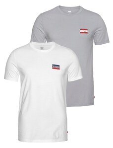 LEVI'S  Тениска '2Pk Crewneck Graphic' сиво / бяло