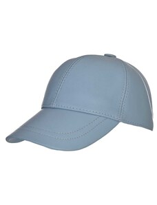 Vodo.bg Светло синя шапка с козирка от естествена кожа