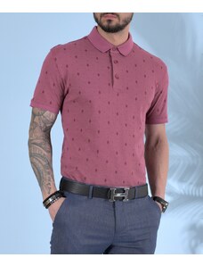 AVIV Мъжка тъмно розова поло тениска на ромбоиди