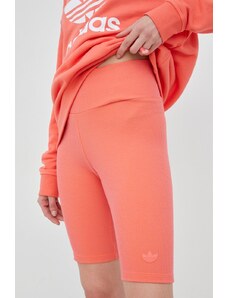Къси панталони adidas Originals Trefoil Moments HF2106 в розово с изчистен дизайн с висока талия