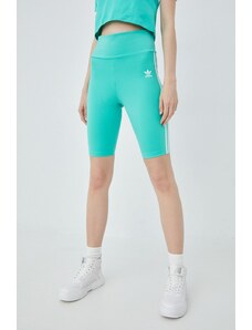 Къси панталони adidas Originals Adicolor HE9503 в зелено с апликация с висока талия