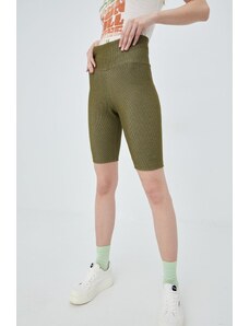 Къси панталони adidas Originals Trefoil Moments HF2105 в зелено с изчистен дизайн с висока талия