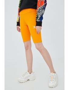 Къси панталони adidas Originals Adicolor HF7483 в оранжево с апликация с висока талия
