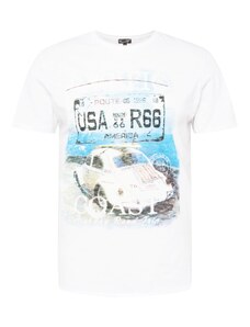 Key Largo Тениска 'ROAD TRIP' лазурно синьо / черно / бял меланж