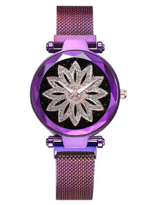 GENEVA CS1025 дамски часовник, модел Starry Sky, магнитна гривна, елегантен, лилав